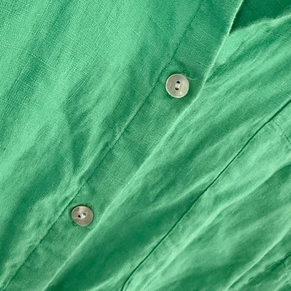 J Jill Love Linen Elegant Green Button-Up Dress Size Large - Picture 4 of 8